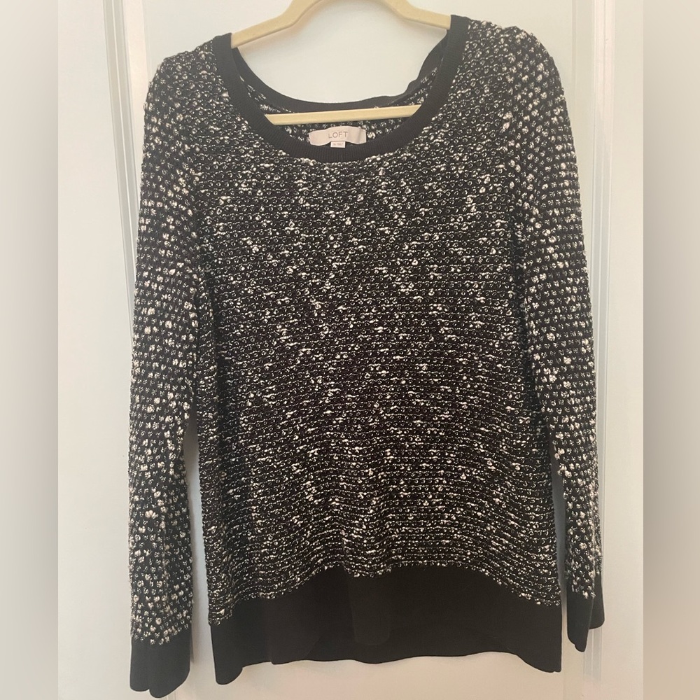 LOFT Black and White Knit Sweater